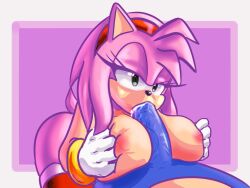 1boy 1girls amy_rose big_breasts breasts fellatio female large_breasts male nes_pandansfw paizufella paizuri partial_male sega sonic_(series) sonic_the_hedgehog