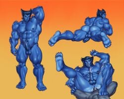 2boys anal anon anthro ass balls beast_(x-men) blue_body blue_fur erection faceless_male fur furry gay grey_body hank_mccoy hi_res humanoid looking_pleasured lytta_the_bug male male/male male_only male_penetrating male_penetrating_male marvel marvel_comics muscular muscular_male nude pecs penis sex spread_legs uncensored x-men yaoi