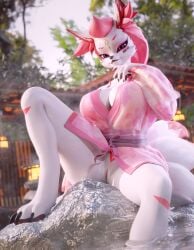 1girls 3d big_breasts big_ears feet female_only fortnite fox_girl furry kimiko kimiko_(fortnite) kimono kitsune looking_at_viewer pink_hair pussy rinny solo solo_female tail thighs