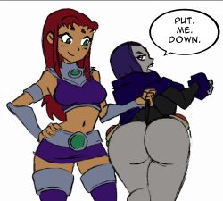 2girls armor ass ass_focus ass_grab assisted_exposure back back_view bare_legs belt big_ass big_breasts big_butt bottomwear breasts butt_focus butt_grab cape clothed clothed_female clothes clothing color_edit colored colored_sketch curvaceous curves curvy curvy_body curvy_female curvy_figure dat_ass dc dc_comics duo duo_focus exposed exposed_ass eye_contact eyelashes feet_out_of_frame female female/female female_focus female_only forehead_jewel front_view gauntlets grabbing_ass green_eyes green_sclera grey_body grey_skin hair hands_on_ass handwear happy hips hourglass_figure humanoid large_ass large_breasts legs legs_together legwear leotard long_hair looking_at_viewer medium_hair open_mouth paintmeanon panties pantyshot pose posing presenting presenting_ass presenting_butt presenting_hindquarters purple_eyes purple_hair purple_panties rachel_roth raven_(dc) ravenravenraven rear_view red_hair skin_tight skirt skirt_lift skirt_pull skirt_up smile smiling smiling_at_viewer standing starfire stockings straight_hair tan-skinned_female tan_body tan_skin teen_titans teeth thick_thighs thigh_gap thigh_highs thighhighs thighs tight_clothing tongue topwear underwear white_background wide_hips yuri