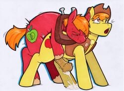 2animals 2boys anal anal_sex animal_genitalia animal_penis balls big_macintosh_(mlp) bodily_fluids braeburn_(mlp) clothing cousins cum cutie_mark duo earth_pony equid equine equine_genitalia equine_penis erection feral friendship_is_magic gay gay_anal gay_sex genital_fluids genitals hair hasbro hi_res horse incest male male/male male_only male_penetrated male_penetrating male_penetrating_male mammal my_little_pony penetration penis pony rotten_owl sex simple_background traditional_media_(artwork) white_background yaoi