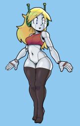 1girls blonde_hair bottomless cave_story curly_brace female female_only foofoofoo134607 full_body open_mouth pussy renniearts00 solo solo_female thighhighs