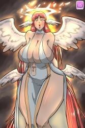 1girls angel angel_wings big_breasts breasts busty curvaceous curvy curvy_body curvy_female curvy_figure dittochad female halo huge_breasts large_breasts long_hair original original_character red_hair thick_thighs thighs voluptuous wide_hips wings