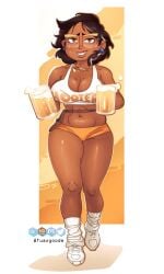 1girls big_breasts brown_hair camila_noceda dark-skinned_female dark_skin disney fuax_goode glasses hooters hooters_uniform latina mature_female micro_shorts microshorts milf mother short_shorts the_owl_house