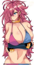 1girls 2023 android android_21 android_21_(human) arc_system_works bandai_namco belly_button big_breasts bikini bikini_bottom bikini_top blue_eyes blush bracelet brown_hair dragon_ball dragon_ball_fighterz ear_piercing earrings elbow_gloves fanart female gold_jewelry hair_over_one_eye large_breasts long_hair messy_hair o-ring o-ring_bikini o-ring_top omochi_db voluptuous voluptuous_female vomi_(dragon_ball)