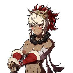 1girls abs accessory bangs bare_midriff bare_shoulders breasts completely_nude dark-skinned_female dark_skin edit female female_only fire_emblem fire_emblem_fates frown inverted_nipples mask medium_breasts midriff muscular muscular_female nintendo nipples nude nude_female nude_filter red_eyes rinkah_(fire_emblem) samuraijam34 short_hair shoulders solo transparent_background upper_body weapon