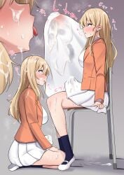 2futas after_sex big_breasts big_penis blonde_hair blowjob blush blushing_at_partner boner boner_in_pants breasts clone clothed clothing cum cum_in_panties cum_in_pants cum_through_clothes duo erection erection_under_clothes erection_under_skirt fully_clothed futa_on_futa futa_only futanari high_school human kneeling licking licking_penis light-skinned_futanari light_skin long_hair penis premature_ejaculation school school_uniform schoolgirl selfcest sex shiratori_serano side_view sitting sitting_on_chair skirt tenting