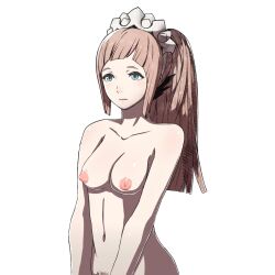 1girls bangs bare_shoulders blue_eyes breasts brown_hair collarbone completely_nude edit expressionless felicia_(fire_emblem) female female_only female_pubic_hair fire_emblem fire_emblem_fates hands_together long_hair maid maid_headdress medium_breasts nintendo nipples nude nude_female nude_filter ponytail pubic_hair samuraijam34 shoulders solo transparent_background upper_body