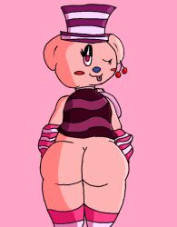 1girls anthro artist_request ass bare_ass bear bear_(game) big_ass cherry_bomber_(bear) clothed cute_expression female female_focus furry headwear i_need_special_guest_r34 legwear no_panties pattern_clothing pattern_legwear roblox roblox_game shaded socks solo source_request striped_clothing striped_legwear suggestive_look thick_ass thick_thighs thigh_highs tongue_out tophat tuft