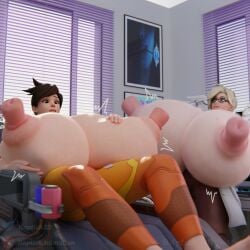 3d 3d_(artwork) big_nipples blender_(software) blizzard_entertainment breast_expansion breasts_bigger_than_body erect_nipples female_only haptick huge_breasts huge_nipples hyper_breasts hyper_nipples massive_breasts mercy overwatch sequence tracer