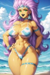 ai_generated huge_breasts nickelodeon pink_hair princess_mandie smiling the_fairly_oddparents the_hotshot thick_thighs wide_hips yellow_skin