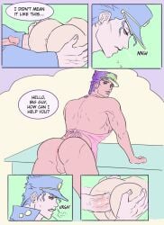 2boys anus dilf english_text gay joestar_birthmark jojo's_bizarre_adventure jotaro_kujo male male/male male_only older_male penis selfcest stardust_crusaders stone_ocean time_paradox vintaro yaoi younger_male