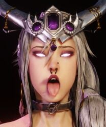 1girls after_fellatio after_oral ahe_gao chaos_(warhammer) collar face_fetish face_focus female female_only femsub implied_fellatio implied_oral miao_ying open_mouth piercing slaanesh slaanesh_mark smeared_lipstick soboro solo solo_female tagme tongue_out warhammer_(franchise) warhammer_fantasy