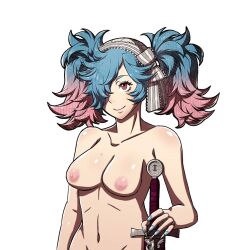 1girls bare_shoulders blue_hair blue_nails breasts collarbone completely_nude edit female female_only fire_emblem fire_emblem_fates large_breasts looking_up medium_hair multicolored_hair nail_polish nintendo nipples nude nude_female nude_filter peri_(fire_emblem) pink_hair pussy red_eyes samuraijam34 shoulders smile solo sword transparent_background twintails upper_body weapon