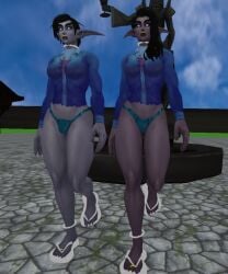 2futas 3d anklet barefoot blue_eyes blue_skin bulge bulge_through_clothing curvy curvy_body curvy_figure curvy_hips dark-skinned_futanari dark_hair dark_skin elf feet flip_flops futa_only futanari gold_(metal) hcdev hips legs necklace night_elf nose_piercing nose_ring panties panties_bulge pearl_necklace platform_footwear platform_heels platform_sandals platform_shoes pose posing purple_skin sandals self_upload shirt short_hair thick_thighs thighs thong thong_panties toe_ring toes warcraft wide_hips world_of_warcraft wow