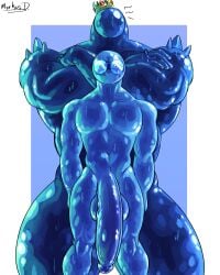 2boys balls big_penis blue_body blue_skin circle_head from_behind gay humanoid imminent_sex king_slime_(terraria) large_penis male male/male male_only muscular muscular_male non-human non-human_only nude slime slime_(terraria) slime_boy slime_monster terraria