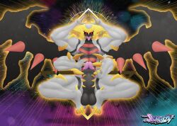 2023 abs absurd_res altered_forme_giratina anthro arms_above_head balls barazoku digital_media_(artwork) digital_painting_(artwork) erection foreskin generation_4_pokemon genitals giratina hi_res humanoid_genitalia humanoid_penis jinyeon legendary_pokemon looking_at_viewer male muscular muscular_anthro muscular_male nintendo nipples nude pecs penis pokemon pokemon_(species) pokemorph presenting presenting_penis raised_arm retracted_foreskin shaded signature solo tongue tongue_out wings