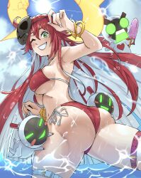 1girls ass bikini bracelet breasts butt green_eyes guilty_gear guilty_gear_strive jack-o'_valentine red_hair thick_thighs wanderjegson