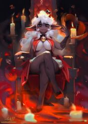 1girls 2023 big_breasts breasts brown_eyes candles caprine crossed_legs cult_of_the_lamb cute female female_only furaffinity_link furaffinity_url furry furry_only grey_body horns ladyshalirin lamb_(cult_of_the_lamb) looking_at_viewer sheep signature sitting sitting_on_throne throne white_fur white_hair wholesome