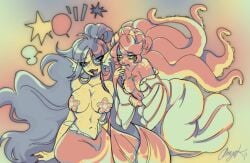 2girls big_breasts female female_only fish_girl foximiyu mxmmymilkerz nsfw.mxmmymilkerz pasties starfish_pasties