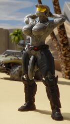 3d big_breasts flaccid_penis foreskin freya-t069 futa_only futanari halo_(series) monsterdongsart solo spartan_(halo) standing