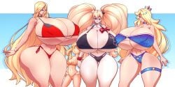 2023 4girls big_breasts bikini bikini_bottom bikini_top bimbo bimbo_body blonde_female blonde_hair breasts cleavage crossover curvy curvy_female danganronpa diana_(cat_cris) female female_only giant_breasts giantess gigantic_breasts height_difference huge_breasts hyper hyper_top_heavy junko_enoshima large_breasts larger_female linea_alba long_hair mario_(series) may_(pokemon) mini_giantess n647 narrow_waist nintendo original pokemon princess_rosalina size_difference tall tall_female tall_girl taller_female taller_girl thick_thighs thigh_gap thong_bikini very_long_hair wasp_waist wide_hips