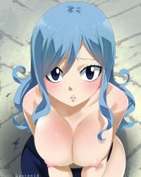 1girls big_breasts blue_eyes blue_hair breasts fairy_tail gaston18 juvia_lockser nipples