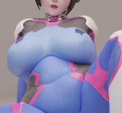 1girls 3d asian_female big_breasts blender_(software) chubby chubby_female cosplay d.va_(cosplay) female female_only fugtrup mei_(overwatch) overwatch overwatch_2 plugsuit red_lipstick solo