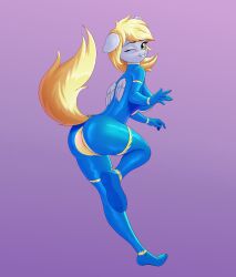 anthro ass bodysuit breasts derpy_hooves gloves my_little_pony pegasus smile stockings wonderbolts_uniform