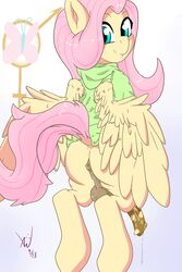 anus ass balls bottomless clothed clothing cutie_mark cyan_eyes dickgirl equine erection feathers fluttershy_(mlp) friendship_is_magic hair half-dressed hoodie horse horsecock intersex long_hair looking_at_viewer looking_back my_little_pony pegasus penis pink_hair plain_background pony presenting presenting_hindquarters raised_tail smile straight_hair violise white_background wings yellow_fur