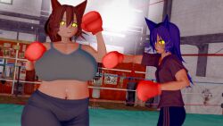 1boy 1girls 3d about_to_fight age_difference alternate_breast_size areola areolae big_thighs bigger_female blush boxing boxing_gloves breasts breasts_bigger_than_head brown_areola brown_areolae brown_hair brown_skin cat_boy cat_ears cat_girl catboy catgirl female fighting fighting_ring huge_breasts humanoid incest koikatsu long_hair male massive_breasts mother mother_and_child mother_and_son niko's_mom niko's_mom_(oneshot) niko_(oneshot) older_female oneshot parent parent_and_child parent_and_son ponytail pr0x3r punching size_difference smaller_male smiling stretch_marks sweat whiskers wide_hips wide_thighs yellow_eyes younger_male