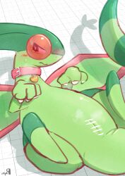 2026 2_horns 3_claws 3_fingers absurd_res anthro bashful blush bodily_fluids breath cast_shadow censor_bar censored censored_genitalia censored_vulva claws collar collar_only collar_tag digital_media_(artwork) dragon featureless_feet feet female female_feral feral fingers flygon generation_3_pokemon genitals geometric_background glistening glistening_body green_body green_skin green_vulva grid_background half-closed_eyes heart_collar_tag hi_res horn ineffective_censorship leather leather_collar looking_away lying markings membrane_(anatomy) membranous_wings musk musk_cloud mythological_creature mythological_scalie mythology narrowed_eyes nervous nervous_smile nintendo nude on_back pattern_background pokemon pokemon_(species) polynimuri presenting presenting_vulva red_collar scalie seductive shadow shy signature simple_background skin_folds solo spread_legs spreading striped_markings striped_tail stripes submissive submissive_female submissive_feral sweat tail tail_markings tears thick_thighs vulva wings
