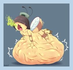 absurd_res anthro arthropod arthropod_abdomen bee belly benjamin_(badartist) big_belly blue_border border burping conglot hi_res hymenopteran insects male male_pred oral_vore solo vore