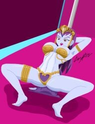 2d 2d_(artwork) 2d_artwork arabian arabian_clothes belly_dancer belly_dancer_outfit big_ass big_breasts bikini bikini_armor bracalet bracalets breasts cryptor616 dancer dancer_risky_boots earrings feet female female_only gem gold_(metal) gold_bikini harem_outfit jewel jewels legs_apart legs_open long_hair metal_bikini milf mommy nails_painted no_shoes pole pole_dancing princess_outfit purple_body purple_hair purple_skin red_eyes risky_boots sexy_body sexy_clothing sexy_dress sexy_female shantae shiny_skin skimpy_clothes stripper_pole suggestive_gesture thighs video_game_character video_game_franchise video_games