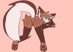animated bedroom_eyes chestnut_kat furry_female furry_only kit_community presenting_hindquarters solid_color_background solo suggestive thigh_highs