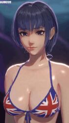1girls 3d ai ai_animation ai_generated amelia_(pathways) animated artist_logo artist_name belly_button bikini bluesky_link breasts female female_focus female_only grok light-skinned_female light_skin looking_at_viewer mole mole_under_eye navel pathways_(game) purple_eyes purple_hair quinzo11 self_upload shaking shaking_ass shaking_breasts shaking_butt shiny_skin short_hair smile smiling uk_flag_bikini