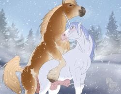2026 anal anal_sex balls bodily_fluids cum digital_drawing_(artwork) digital_media_(artwork) duo equid equine erection fenn.perrox feral feral_on_feral feral_penetrated feral_penetrating feral_penetrating_feral front_view fur genital_fluids genitals hi_res hooves horn horse male male/male male_penetrated male_penetrating male_penetrating_male mammal mythological_creature mythological_equine mythology outside penetration penile penile_penetration penis penis_in_ass sex smile standing tail teeth unicorn