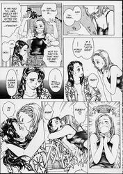 female girls_next_door_2nd hard_translated mihoto_kouji monochrome multiple_girls translated yuri