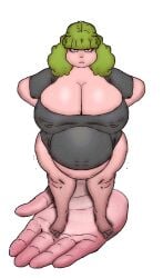 1girls animated belly big_belly big_breasts bigbig bottomless bottomless_female breasts breasts_bigger_than_head fat fat_female female female_focus girl green_hair green_hair_female huge_boobs huge_breasts looking_at_viewer smaller_female spinning