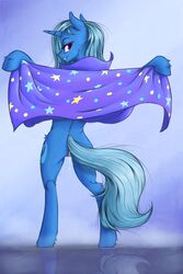 ass cape cutie_mark dripping equine female female_only friendship_is_magic fur horn looking_back madhotaru mammal my_little_pony pony purple_eyes pussy solo standing trixie_(mlp) unicorn