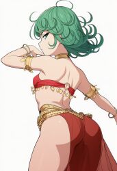 ai_generated belly_dancer belly_dancer_outfit big_ass dancer_outfit dancing green_eyes green_hair pale pale-skinned_female pale_skin small_breasts tatsumaki