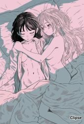 2d 2d_(artwork) 2d_artwork 2girls average_breasts bare_arms bare_belly bare_chest bare_hands bare_hips bare_knees bare_midriff bare_navel bare_shoulders bare_skin bed bed_sheet belly belly_button black_and_white blush blush_face blushing_at_another blushing_at_partner blushing_female blushing_lines breasts breasts_apart clipse closed_eyes closed_mouth_smile collarbone completely_naked completely_naked_female completely_nude completely_nude_female digital digital_art digital_drawing digital_drawing_(artwork) digital_media digital_media_(artwork) drawing elbows exposed_arms exposed_belly exposed_chest exposed_hips exposed_midriff exposed_navel exposed_shoulders exposed_skin female female_focus female_only fingers fully_naked fully_nude greyscale hair_between_eyes half_naked half_nude high_resolution highres indoor indoor_nudity indoors inframammary_fold inguinal_crease inguinal_ligament large_breasts lean_figure lesbian_focus lesbian_only lesbian_pleasure lesbians_naked light_smile linea_alba long_hair lying lying_down lying_on_back lying_on_bed lying_on_side medium_breasts midriff monochrome multiple_females multiple_girls naked naked_female naked_shirt naked_woman narrow_waist navel nude nude_female nudity oc on_back on_bed on_side open_clothes open_clothing open_shirt open_topwear original original_art original_artwork original_character original_characters pillow red-eyed_female red_eyes semi_nude shirt shoulders sitting skinny skinny_female skinny_girl skinny_waist sleeping sleeping_naked sleeping_nude sleeping_together slender_body slender_waist slim_waist smile smiley_face smiling smiling_at_another smiling_at_partner stomach thighs topless topless_female unbuttoned unbuttoned_shirt upper_body white_bed white_bed_sheet white_pillow white_shirt white_topwear wide_hips yuri