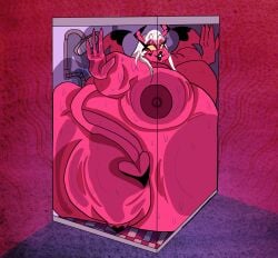 absurd_res against_surface bathing belly belly_inflation body_inflation breast_expansion breasts demon expansion female filling_up fullbody_inflation glass_box glass_shower hellaverse helluva_boss hi_res horn hose hose_in_butt hose_inflation humanoid hyper hyper_inflation inflation liquid_inflation on_glass overweight shower showering small_space_filling solo spade_tail stuck succubus tail unholyempire verosika_mayday water_inflation wet wings