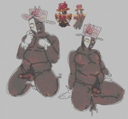 1boy balls fr4tch gloves hat male male_only mask narrator_(tds) nude penis reference_image roblox roblox_game robloxian self_upload sketch solo tagme tower_defense_simulator