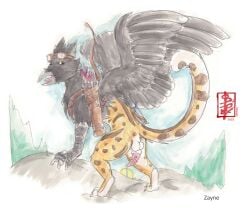 animal_genitalia animal_penis arrow_(weapon) avian balls beak bird black_body black_feathers bow_(weapon) corvid corvus_(genus) erection eyewear feathers felid feline feline_genitalia feline_penis fennec_(artist) feral gay gay_anal gay_male gay_sex genitals goggles gryphon harness hi_res homosexual homosexual_male homosexual_sex hybrid jaguar looking_at_viewer male male/male male_only male_penetrated mammal mythological_avian mythological_creature mythology oscine painting_(artwork) pantherine passerine penis presenting quiver_(object) ranged_weapon raven solo standing tail watercolor_(artwork) weapon wings