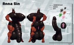 anna_sin anthro balls better_version_at_source big_balls big_breasts big_muscles big_penis breasts canid canine canis dobermann domestic_dog english_text genitals herm huge_balls huge_breasts huge_cock huge_muscles hyper hyper_balls hyper_breasts hyper_genitalia hyper_penis intersex mammal muscular penis pinscher pointy_ears size_difference solo sylviajo text