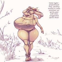 1girls alternate_breast_size bandana breasts busty cleavage english_text female female_only giant_breasts huge_breasts hyper hyper_breasts massive_breasts may_(pokemon) may_(pokemon_oras) n647 nintendo nipple_bulge pokemon pokemon_oras shorts solo thick_thighs thin_waist tight_clothing tight_shorts top_heavy voluptuous wide_hips