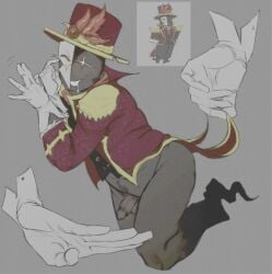1boy balls bottomless disembodied_hands facial_crest fr4tch half_naked hat lefty_(tds) male male_only mask narrator_(tds) penis reference_image righty_(tds) roblox roblox_game robloxian saliva_trail self_upload solo tagme tower_defense_simulator