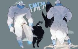 1boy 1girls absurd_res accessory anthro areola ass balls big_balls big_breasts big_butt big_penis bite_mark bite_mark_on_butt bite_mark_on_shoulder black_body black_eyes black_sclera black_skin blue_glans bodily_fluids breasts chain_chomp cock_ring collar cum cum_drip cum_on_ground curvy_figure dripping duo erection excessive_cum excessive_genital_fluids fan_character female genital_fluids genitals gigi_(thecoatl034) glans hairless hi_res huge_abdominal_bulge huge_balls huge_breasts huge_cock huge_thighs humanoid humanoid_female humanoid_genitalia humanoid_male humanoid_penis hyper hyper_balls hyper_genitalia hyper_penis jewelry male male/female manly mario_(series) muscular muscular_anthro muscular_arms muscular_legs muscular_male nintendo nipple_chain no_pupils not_furry not_furry_focus nude papa_(xeono) penetration penile penile_penetration penis penis_accessory penis_jewelry saggy_balls sex sharp_teeth smile spiked_cock_ring spiked_collar spikes straight straight_sex teeth thick_arms thick_penis thick_thighs voluptuous white_body white_eyes white_sclera white_skin wide_eyed xeono