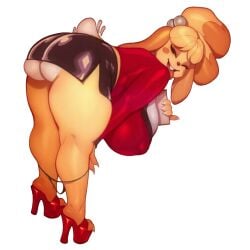 1girls ^_^ alternate_breast_size animal animal_crossing anthro ass bending_over bent_over big_ass big_butt black_skirt blonde_hair blush_stickers body_fur breasts buck_teeth canid canine canis closed_eyes clothing contemporary covered_nipples curvy domestic_dog doubutsu_no_mori eyeshadow fat_ass female female_only fingernails footwear from_behind furry furry_female furry_only hair_bell hair_ornament hanging_breasts high_heels huge_ass huge_breasts humanization invisible_background isabelle_(animal_crossing) jacket kneepits large_breasts leather legs lipstick long_sleeves looking_back makeup mammal microskirt miniskirt naughty_face negarobo nintendo no_bra no_panties office_lady open_mouth panties panty_pull pencil_skirt pinky_out platform_footwear platform_heels red_footwear robaato sagging_breasts shih_tzu shirt shizue_(doubutsu_no_mori) shoes shortstack side_slit skirt smile snout solo sparkle standing stiletto_heels tail teeth thick_thighs thighs thong tongue tongue_out topknot toy_dog two-tone_fur underbutt underwear upper_teeth_only wide_hips yellow_fur